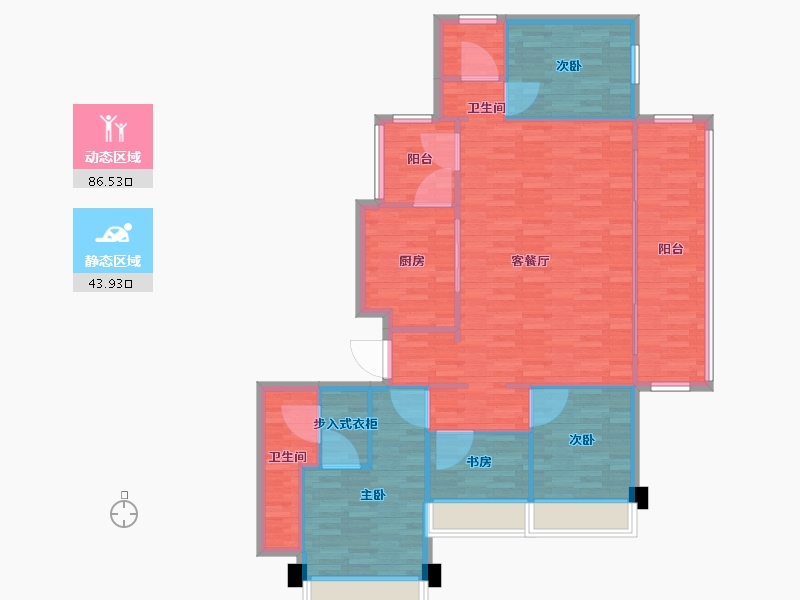 四川省-成都市-首开龙湖紫云赋6栋150m²-120.01-户型库-动静分区