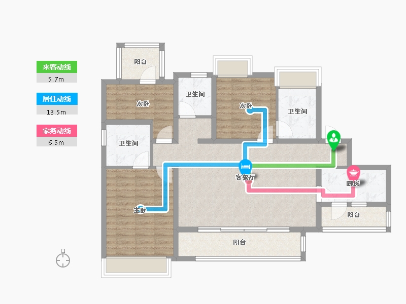 四川省-成都市-成都融创春风十里1号楼,6号楼125m²-100.31-户型库-动静线