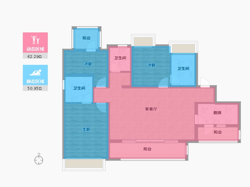 四川省-成都市-成都融创春风十里1号楼,6号楼125m²-100.31-户型库-动静分区