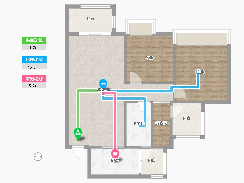 四川省-成都市-成都融创春风十里1号楼,2号楼,3号楼92m²-77.79-户型库-动静线