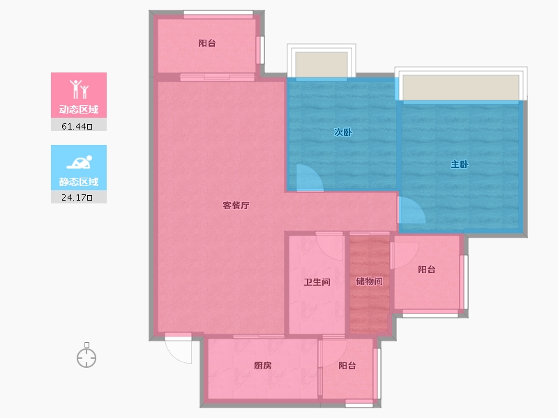 四川省-成都市-成都融创春风十里1号楼,2号楼,3号楼92m²-77.79-户型库-动静分区