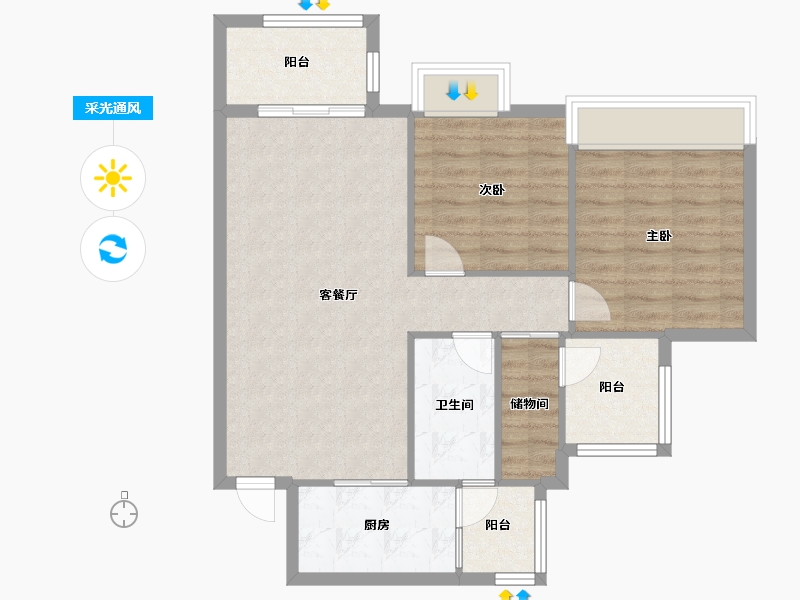 四川省-成都市-成都融创春风十里1号楼,2号楼,3号楼92m²-77.79-户型库-采光通风