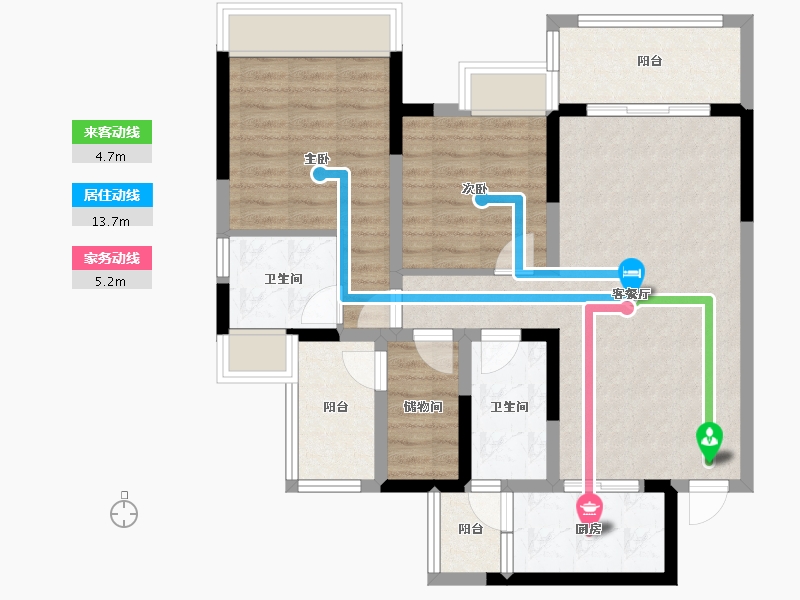 四川省-成都市-成都融创春风十里1号楼,6号楼109m²-83.80-户型库-动静线