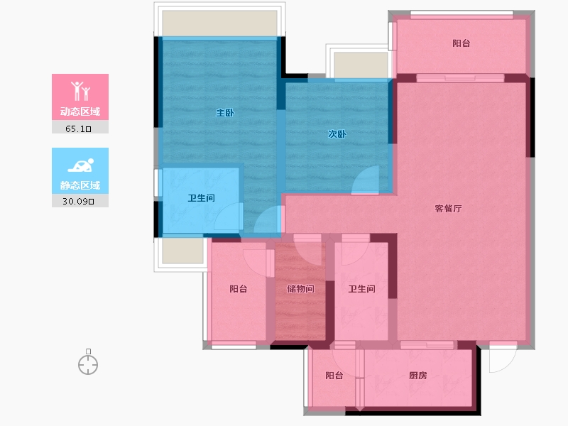 四川省-成都市-成都融创春风十里1号楼,6号楼109m²-83.80-户型库-动静分区