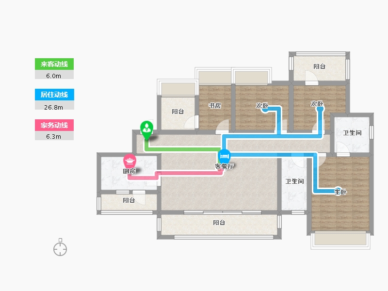 四川省-成都市-成都融创春风十里5号楼,6号楼137m²-114.54-户型库-动静线