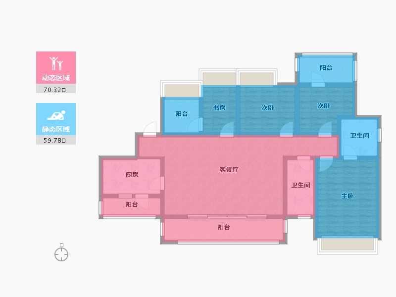 四川省-成都市-成都融创春风十里5号楼,6号楼137m²-114.54-户型库-动静分区