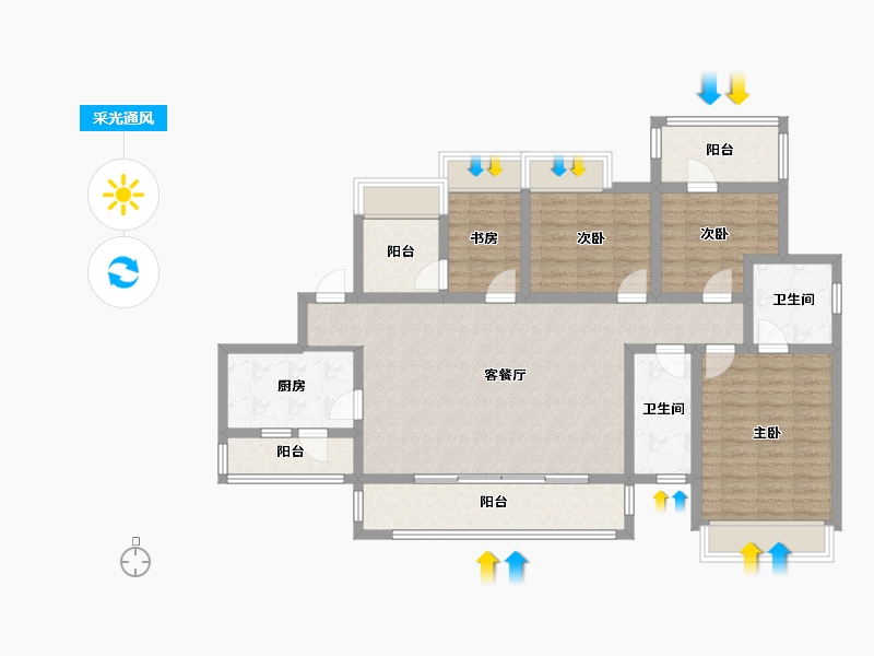 四川省-成都市-成都融创春风十里5号楼,6号楼137m²-114.54-户型库-采光通风