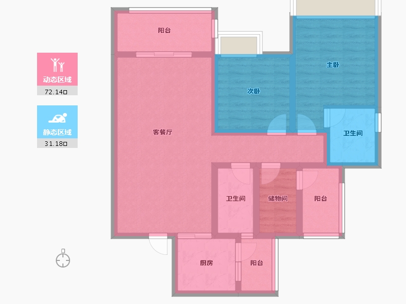 四川省-成都市-成都融创春风十里5号楼,6号楼116m²-90.90-户型库-动静分区