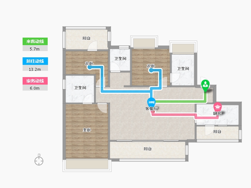 四川省-成都市-成都融创春风十里127m²-104.95-户型库-动静线