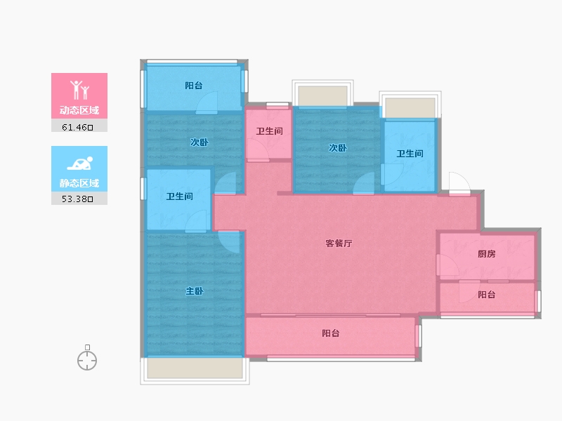 四川省-成都市-成都融创春风十里127m²-104.95-户型库-动静分区