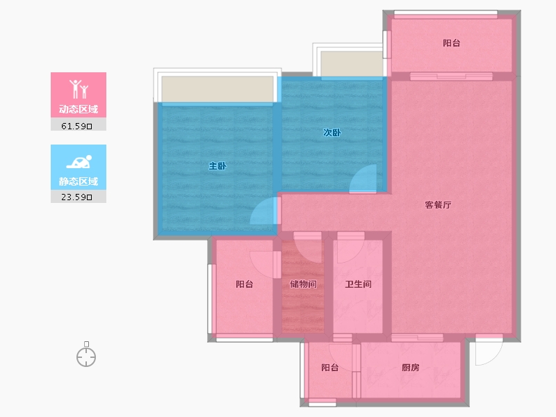 四川省-成都市-成都融创春风十里97m²-74.87-户型库-动静分区