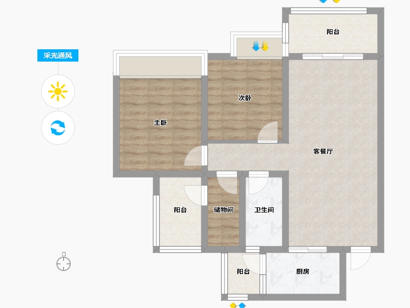 四川省-成都市-成都融创春风十里97m²-74.87-户型库-采光通风