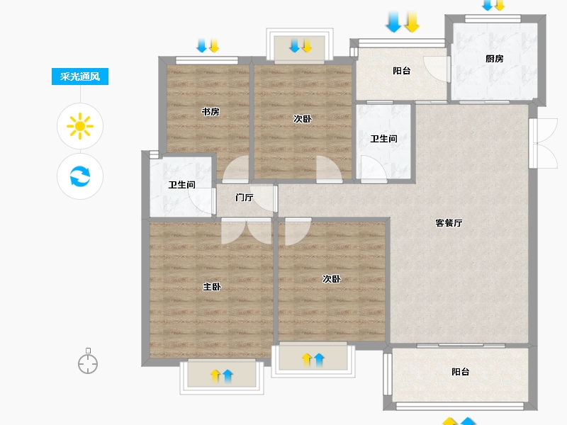 四川省-成都市-西蜀祥瑞府5号楼116m²-102.16-户型库-采光通风