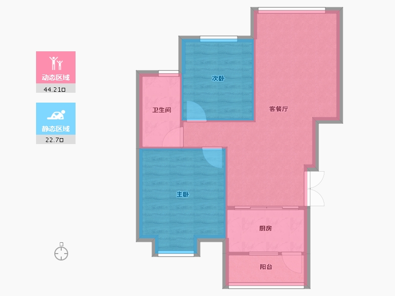 四川省-成都市-西蜀祥瑞府2号楼,3号楼,4号楼76m²-60.73-户型库-动静分区