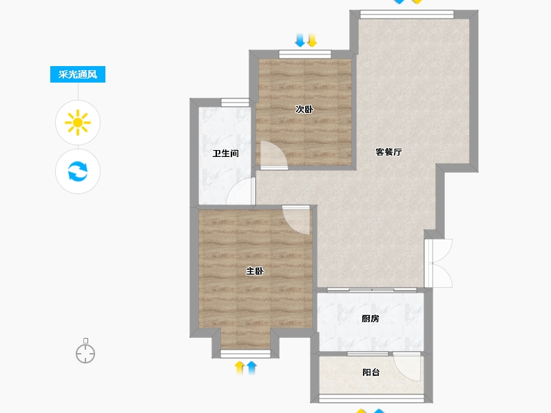 四川省-成都市-西蜀祥瑞府2号楼,3号楼,4号楼76m²-60.73-户型库-采光通风