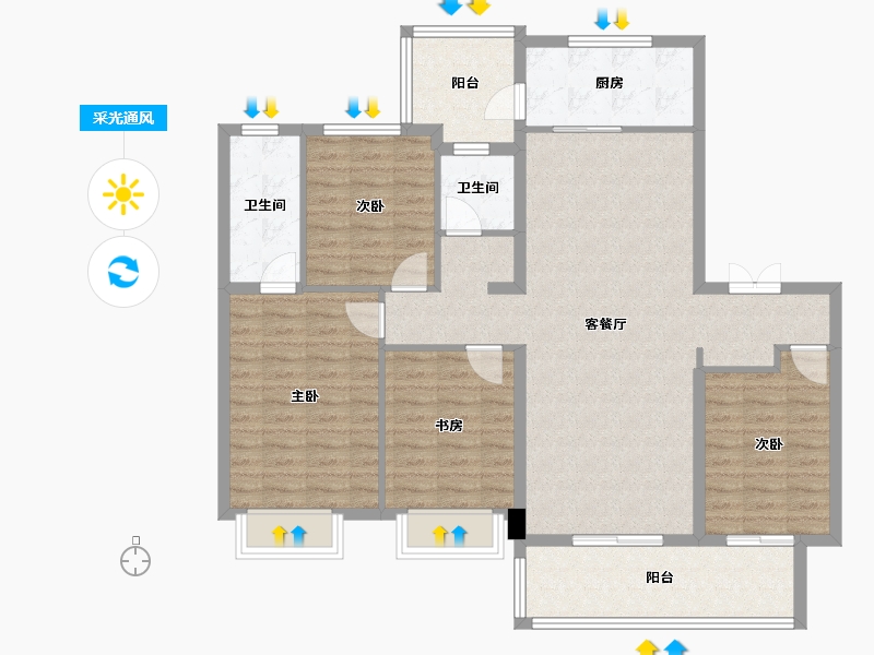 四川省-成都市-卓越樾山府1号楼,5号楼11号楼,143m²-117.02-户型库-采光通风