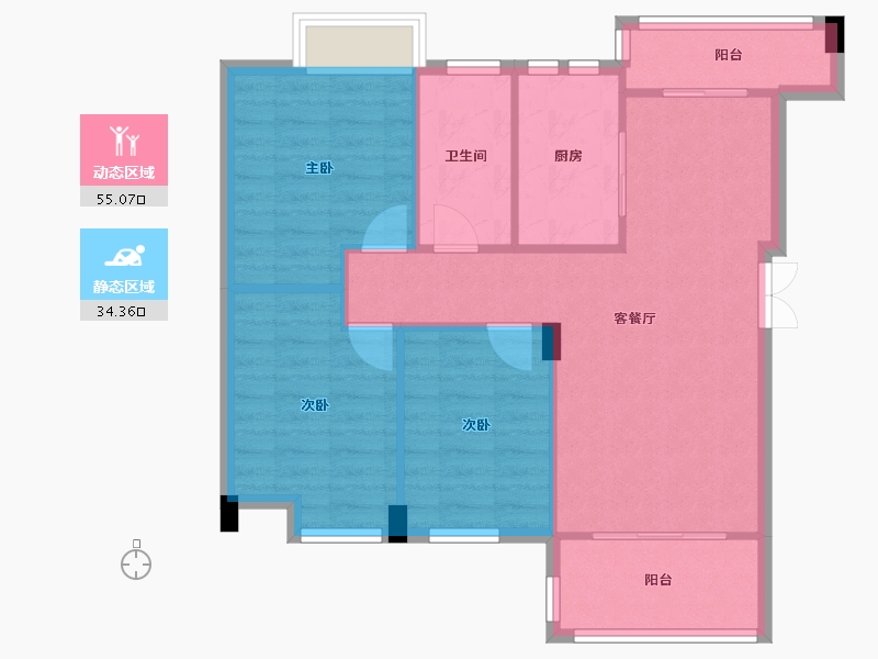 四川省-成都市-西蜀祥瑞府92m²-81.27-户型库-动静分区