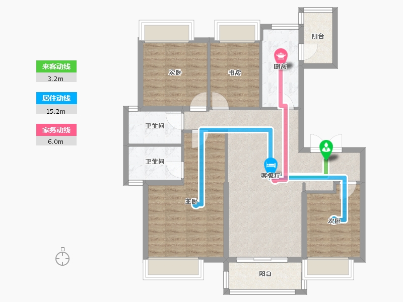 四川省-成都市-卓越樾山府2号楼,12号楼123m²-94.82-户型库-动静线