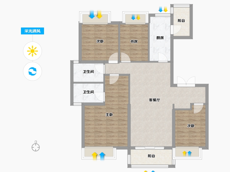 四川省-成都市-卓越樾山府2号楼,12号楼123m²-94.82-户型库-采光通风