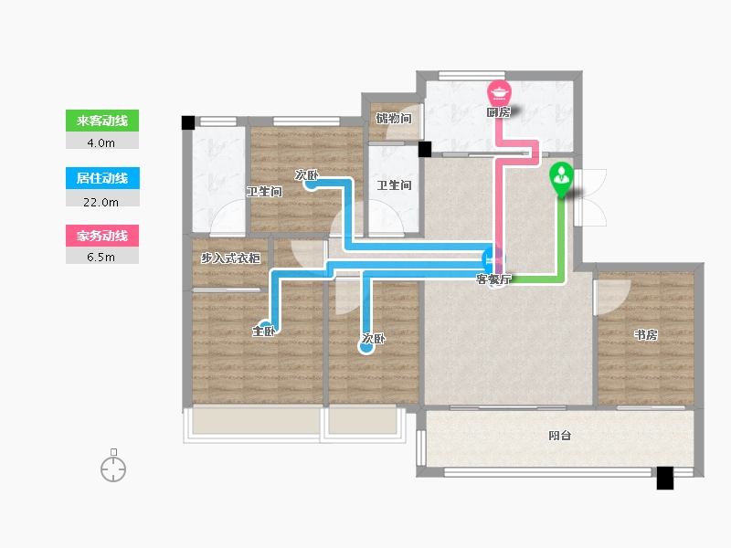 四川省-成都市-新尚尚院7号楼,9号楼,10号楼136m²-108.80-户型库-动静线