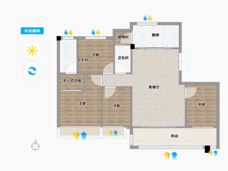 四川省-成都市-新尚尚院7号楼,9号楼,10号楼136m²-108.80-户型库-采光通风