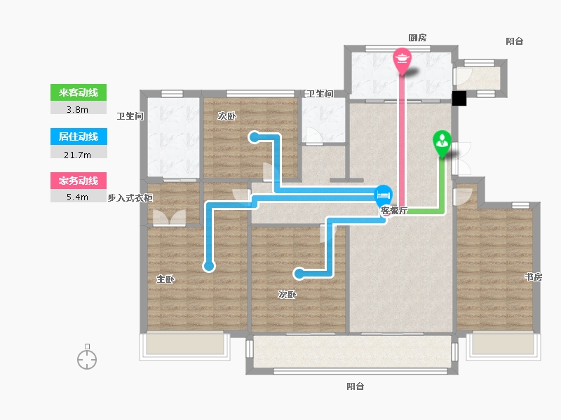 四川省-成都市-新尚尚院15号楼,17号楼,18号楼,21号楼148m²-118.40-户型库-动静线