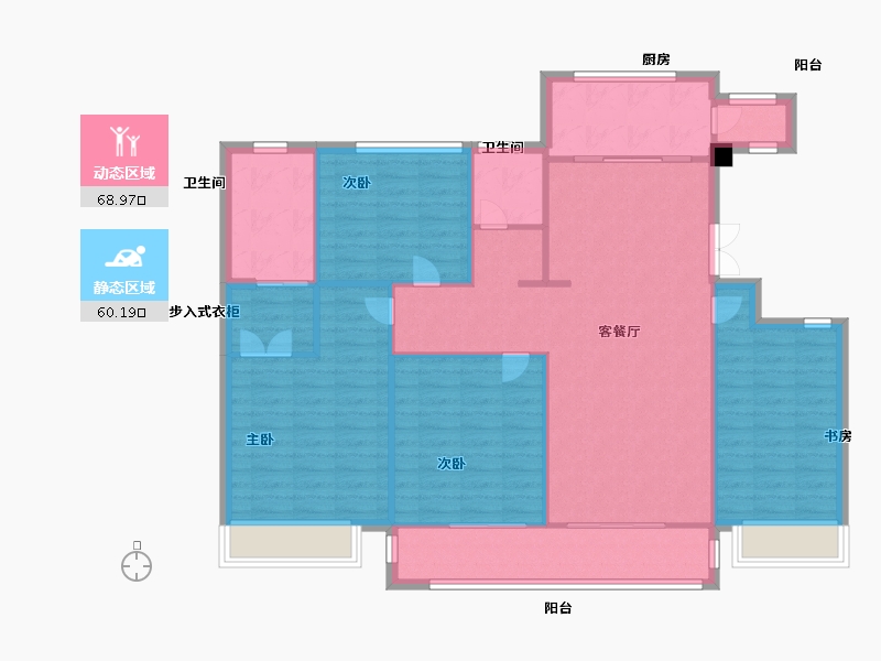 四川省-成都市-新尚尚院15号楼,17号楼,18号楼,21号楼148m²-118.40-户型库-动静分区