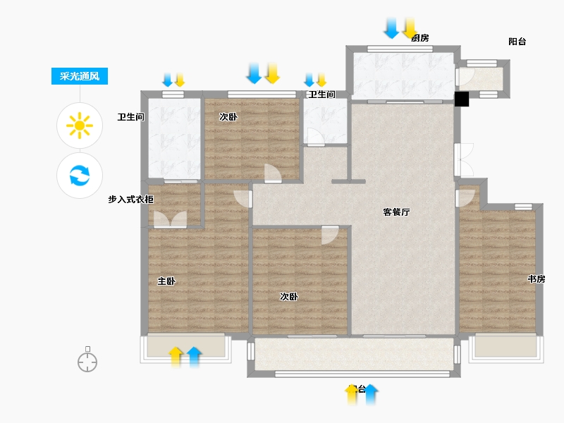 四川省-成都市-新尚尚院15号楼,17号楼,18号楼,21号楼148m²-118.40-户型库-采光通风