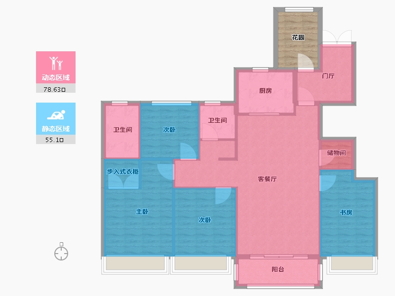 四川省-成都市-新尚尚院15号楼,17号楼,18号楼,21号楼161m²-128.90-户型库-动静分区