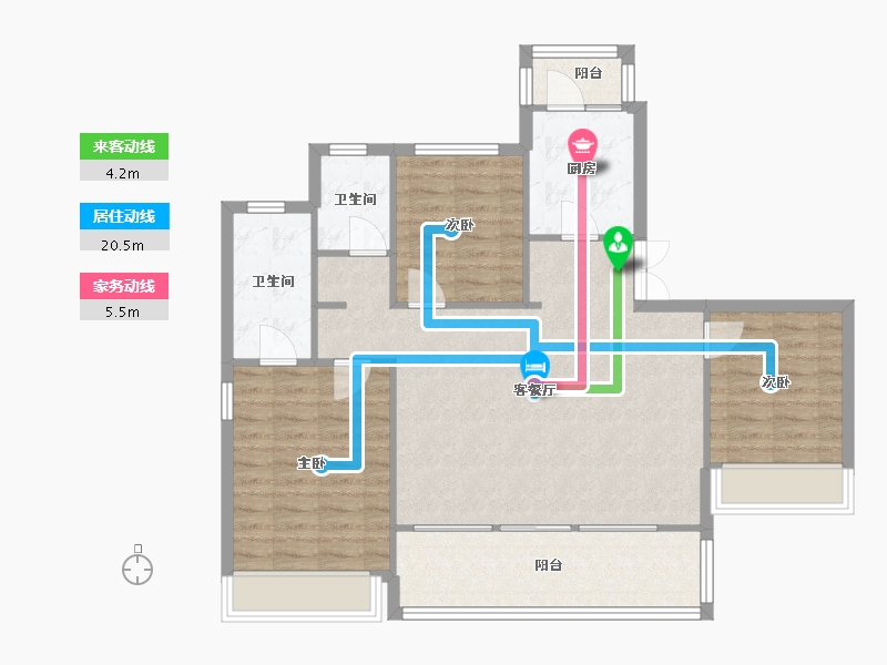 四川省-成都市-金隅金玉府2号楼,1号楼137m²-95.76-户型库-动静线