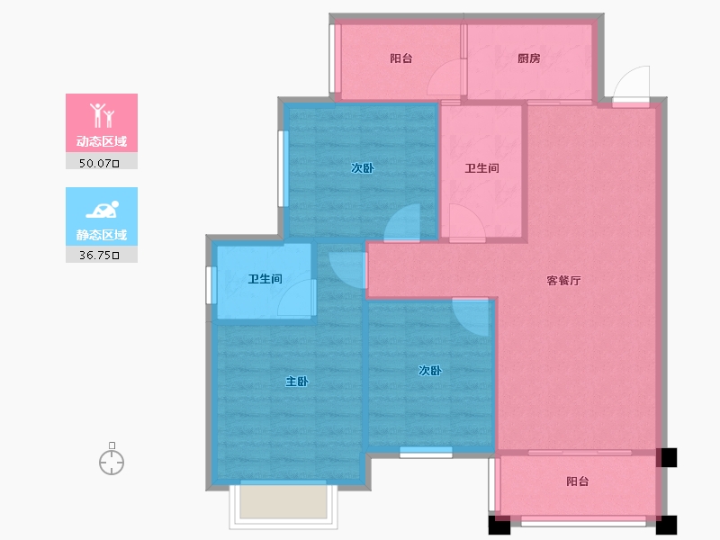 四川省-成都市-瑞和上院4号楼102m²-78.76-户型库-动静分区