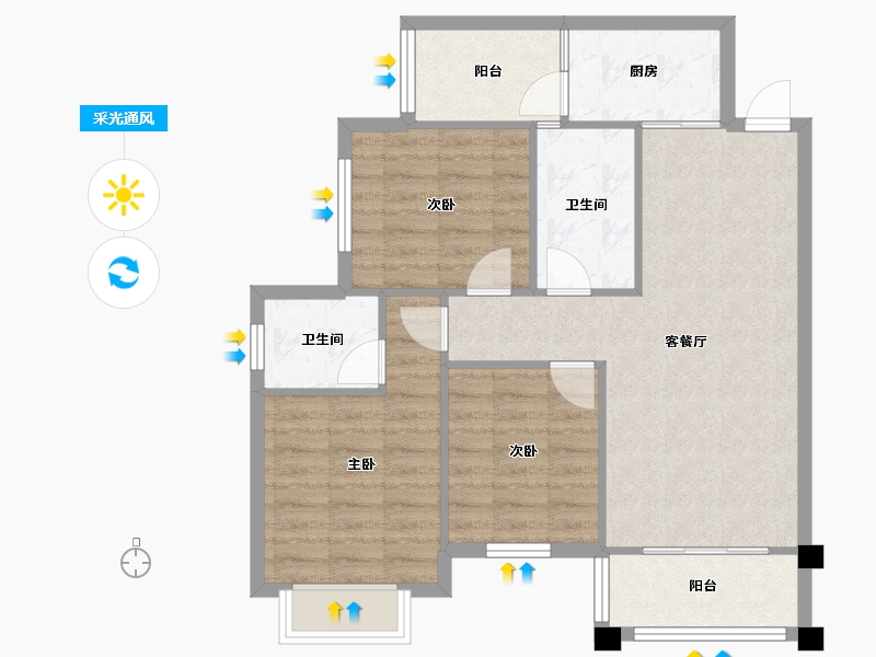 四川省-成都市-瑞和上院4号楼102m²-78.76-户型库-采光通风