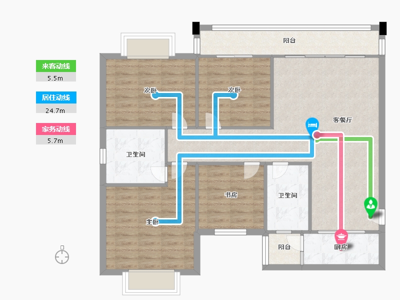 四川省-成都市-瑞和上院4号楼,123m²-98.40-户型库-动静线