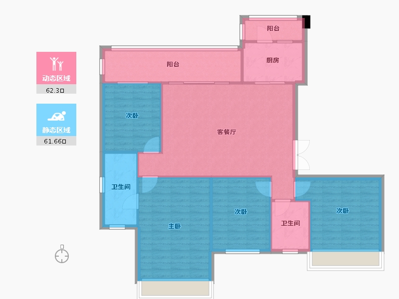 四川省-成都市-金隅金玉府4号楼,3号楼157m²-113.84-户型库-动静分区