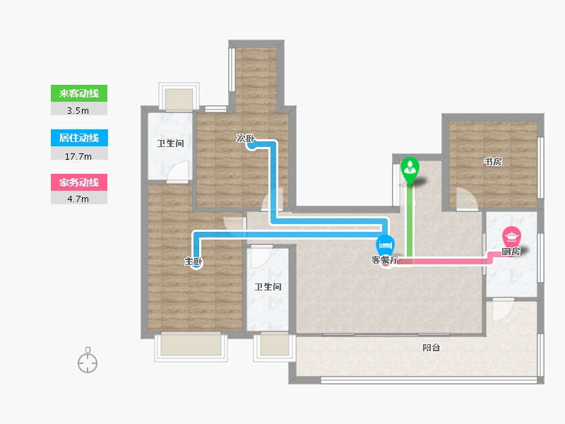 四川省-成都市-东山府锦133m²-105.54-户型库-动静线