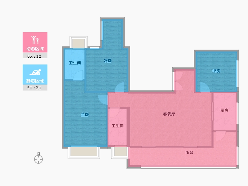 四川省-成都市-东山府锦133m²-105.54-户型库-动静分区