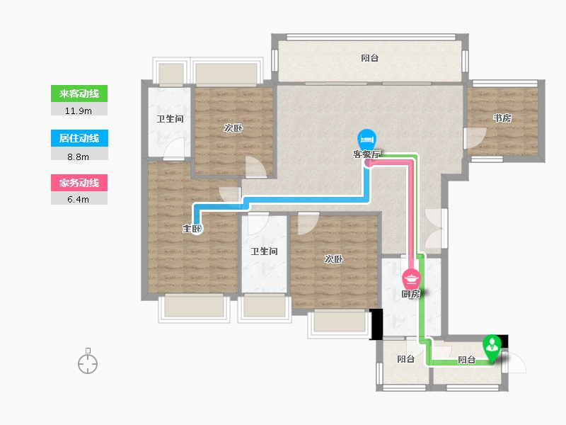 四川省-成都市-东山府锦1号楼135m²-111.99-户型库-动静线