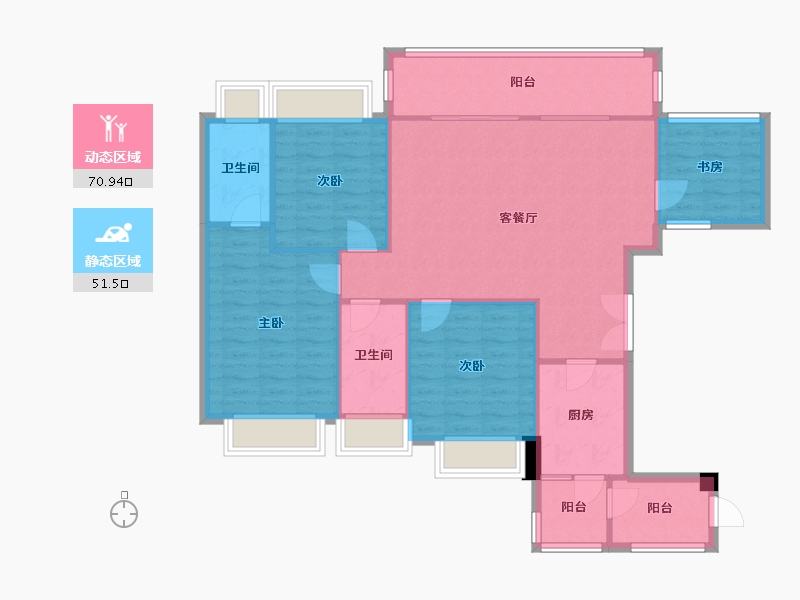 四川省-成都市-东山府锦1号楼135m²-111.99-户型库-动静分区