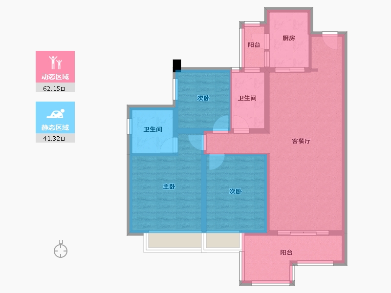 四川省-成都市-蓝光长岛城14号楼,15号楼,16号楼,17号楼,18号楼,19号楼,20号-92.00-户型库-动静分区