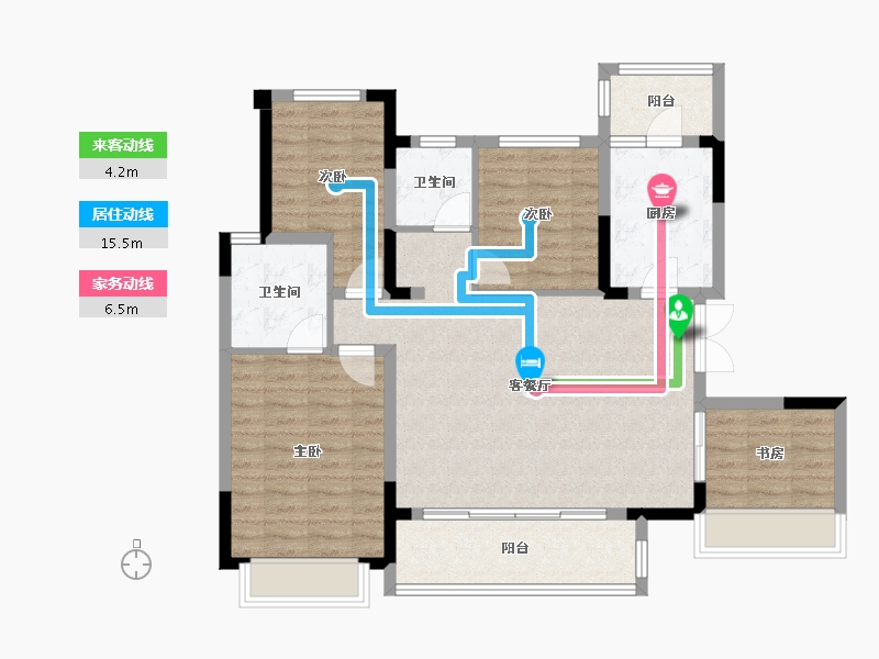 四川省-成都市-蓝光长岛城9号楼,129m²-99.87-户型库-动静线