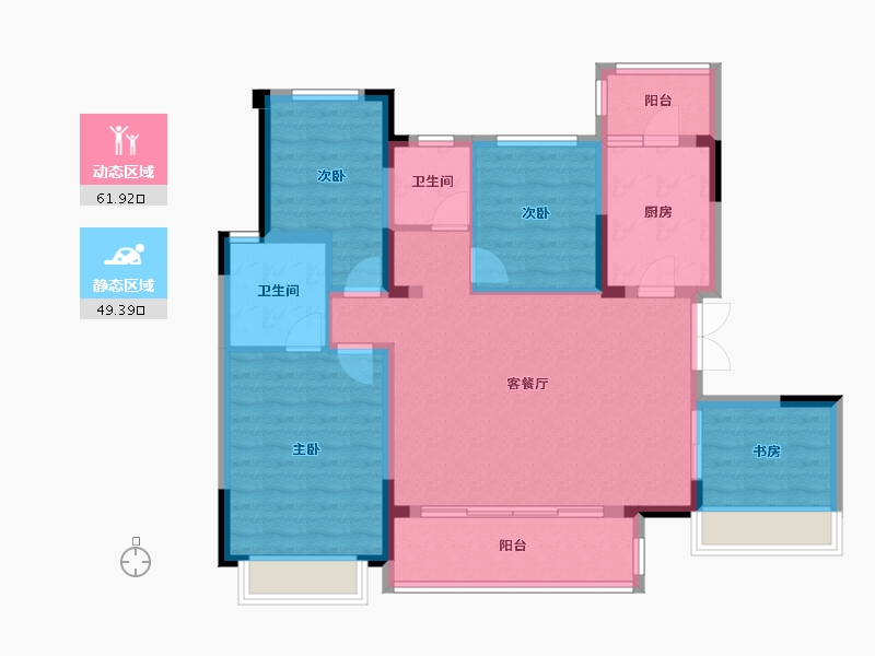 四川省-成都市-蓝光长岛城9号楼,129m²-99.87-户型库-动静分区