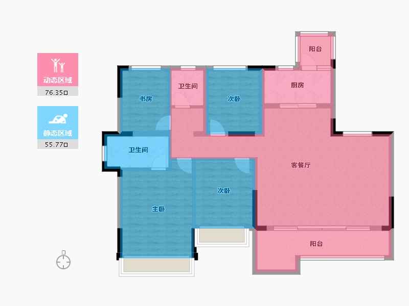 四川省-成都市-蓝光长岛城,149m²-119.33-户型库-动静分区