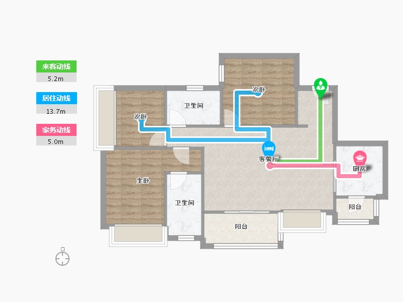 四川省-成都市-蓝光长岛城21号楼,101m²-78.88-户型库-动静线