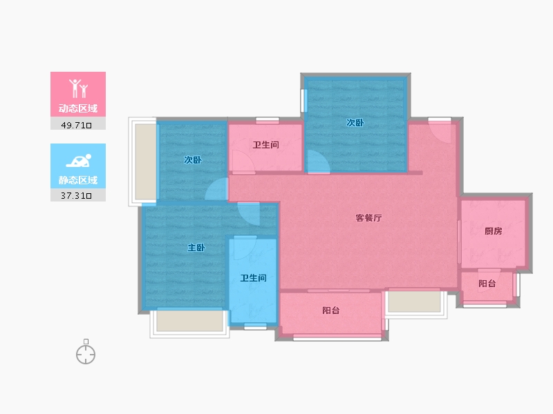 四川省-成都市-蓝光长岛城21号楼,101m²-78.88-户型库-动静分区