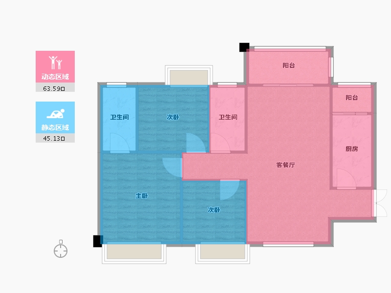 四川省-成都市-金强悦府3栋125m²-100.00-户型库-动静分区