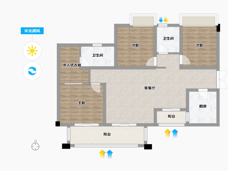 四川省-成都市-金强悦府2栋133m²-100.80-户型库-采光通风