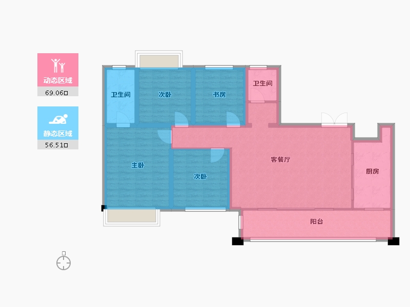 四川省-成都市-金强悦府1栋148m²-113.09-户型库-动静分区