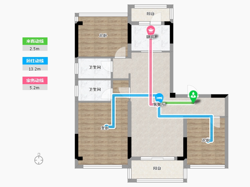 四川省-成都市-华侨城碧桂园莫奈的湖21号楼,22号楼,19号楼,20号楼,23号楼117m²-88.68-户型库-动静线