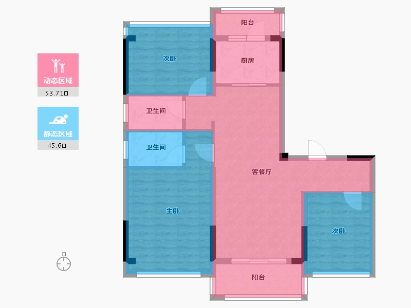 四川省-成都市-华侨城碧桂园莫奈的湖21号楼,22号楼,19号楼,20号楼,23号楼117m²-88.68-户型库-动静分区