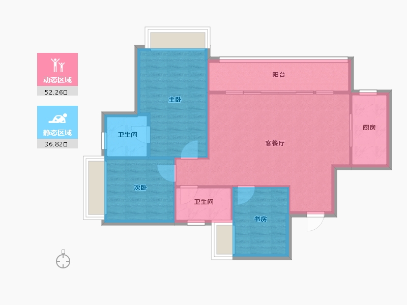 四川省-成都市-金科集美天宸2号楼,13号楼105m²-81.24-户型库-动静分区